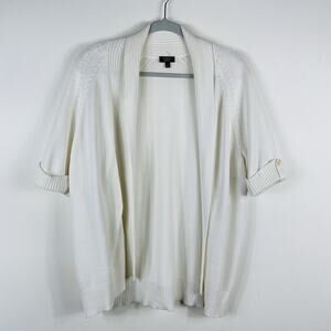 Talbots Plus Size 0X Open Front Mercerized Cotton Cardigan Sweater Cream